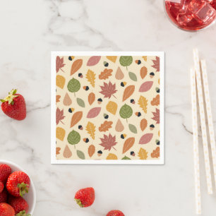Servilleta De Papel Cena de Acción de Gracias Hojas de Otoño con Bello