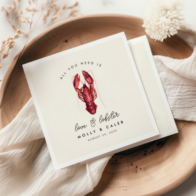 Servilleta De Papel Cena de amor y bogavante en el océano (Subido por el creador)