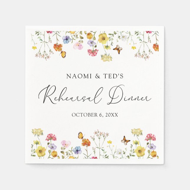 Servilleta De Papel Cena de ensayo Boho Butterflies (Anverso)