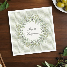 Servilleta De Papel Cena de Ensayo con Raya Verde Oliva Toscana