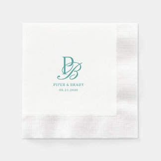 Servilleta De Papel Cena de Ensayo de Boda con Monograma Chic