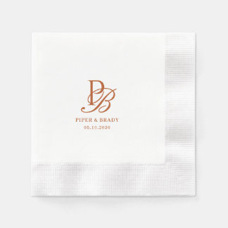 Servilleta De Papel Cena de Ensayo de Boda con Monograma Chic