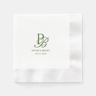 Servilleta De Papel Cena de Ensayo de Boda con Monograma Chic