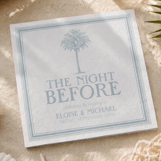 Servilleta De Papel Cena de Ensayo de Boda de Coastal Palm (Coastal Palm Rehearsal Dinner Wedding Napkins)