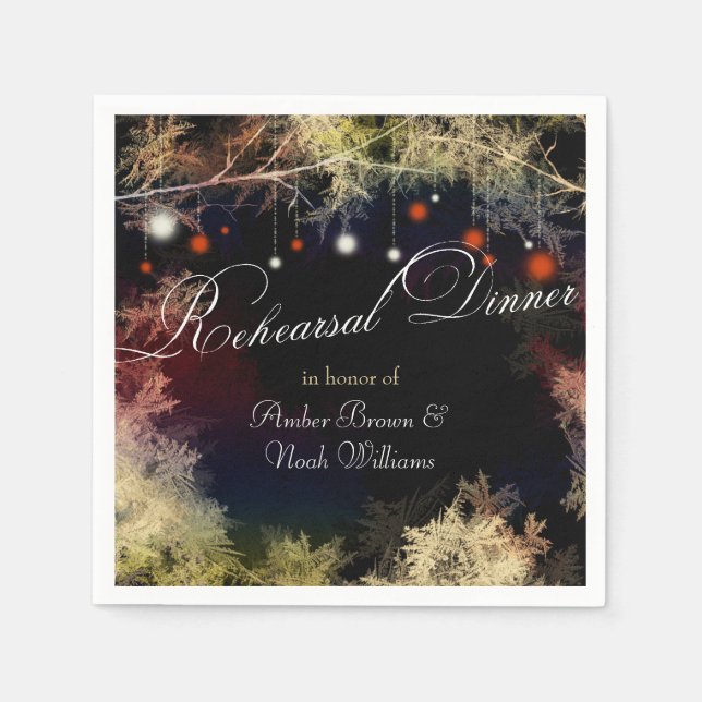 Servilleta De Papel Cena de ensayo de Mystic Forest Boho Boda (Anverso)