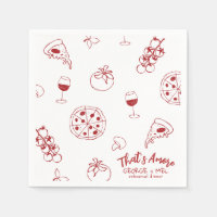 Cena de Ensayo de Vino de Pizza Hand Drawn Thats A