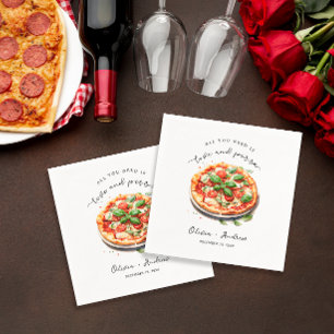Servilleta De Papel Cena de Ensayo Minimalista Moderna de Amor y Pizza