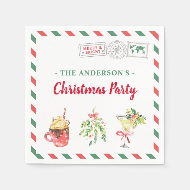 Servilleta De Papel Cena de fiesta de Navidad Cóctel personalizado (Anverso)