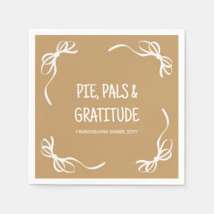 Servilleta De Papel Cena de Friendsgiving caprichosa y marrón dibujada