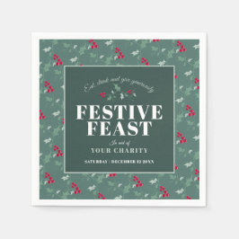 Servilleta De Papel Cena de Navidad festiva benéfica verde roja 