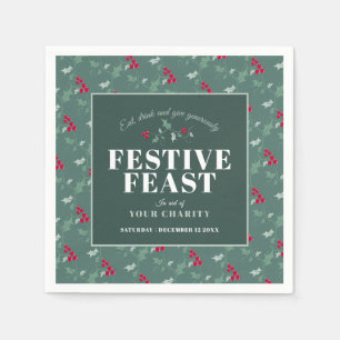 Servilleta De Papel Cena de Navidad festiva benéfica verde roja