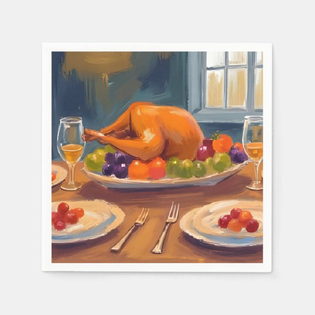 Servilleta De Papel Cena de Pavo | Feliz Día de Acción de Gracias Pint (Anverso)