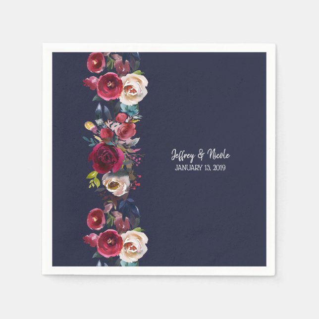 Servilleta De Papel Cena de recepción de bodas de la Marina de Borgoña (Anverso)