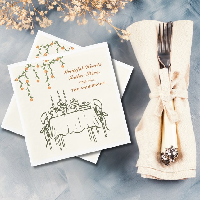 Servilleta De Papel Cena elegante de Día de Acción de Gracias en Caída (Subido por el creador)