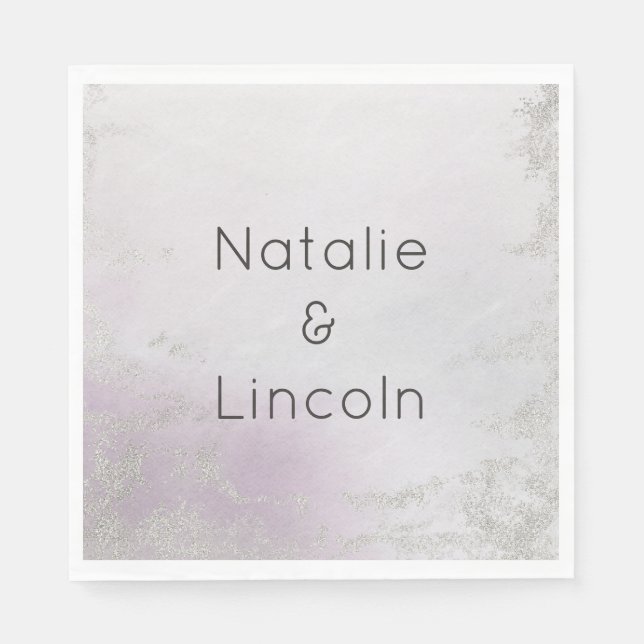 Servilleta De Papel Cena Monograma Boda Ombre Lavender Purple Luxe (Anverso)