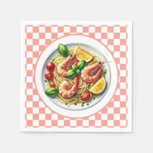 Servilleta De Papel Cena para los amantes de la pasta gambas