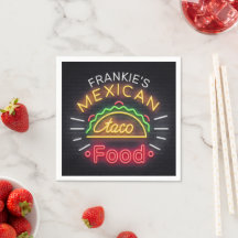 Cena personalizada Retro Neon Mexicana Food Taco