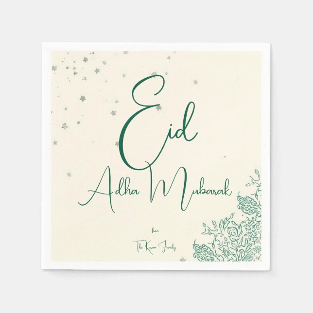 Servilleta De Papel Cena verde menta de Eid Al Adha (Anverso)
