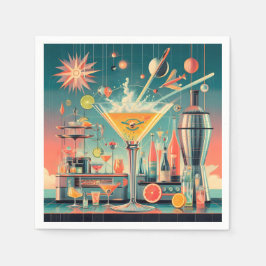 Servilleta De Papel Centro del Siglo Atómico Futurista Citrus Martini