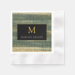 Servilleta De Papel Cepillo verde elegante con oro y negro