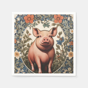 Servilleta De Papel Cerdito Adorable Inspirado en William Morris