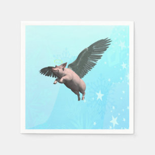 Servilleta De Papel Cerdo Ángel en el cielo