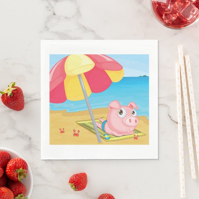 Servilleta De Papel Cerdo En Las Toallas De Papel De Playa (Subido por el creador)