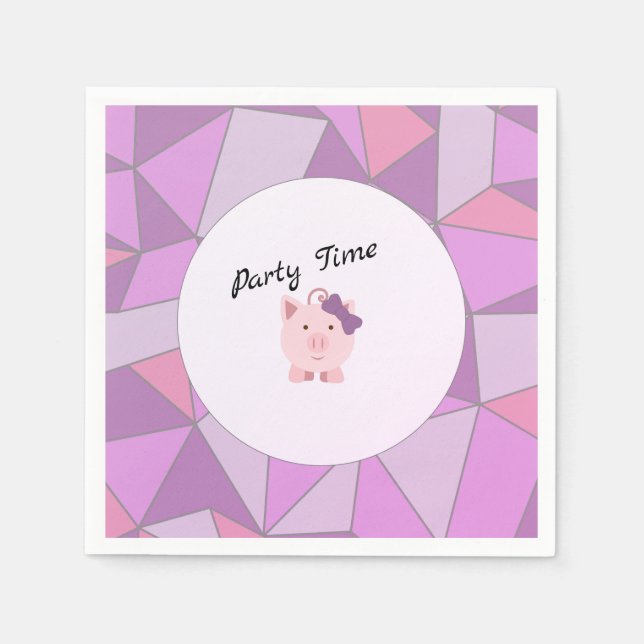 Servilleta De Papel Cerdo Fiesta Chica de tiempo (Anverso)