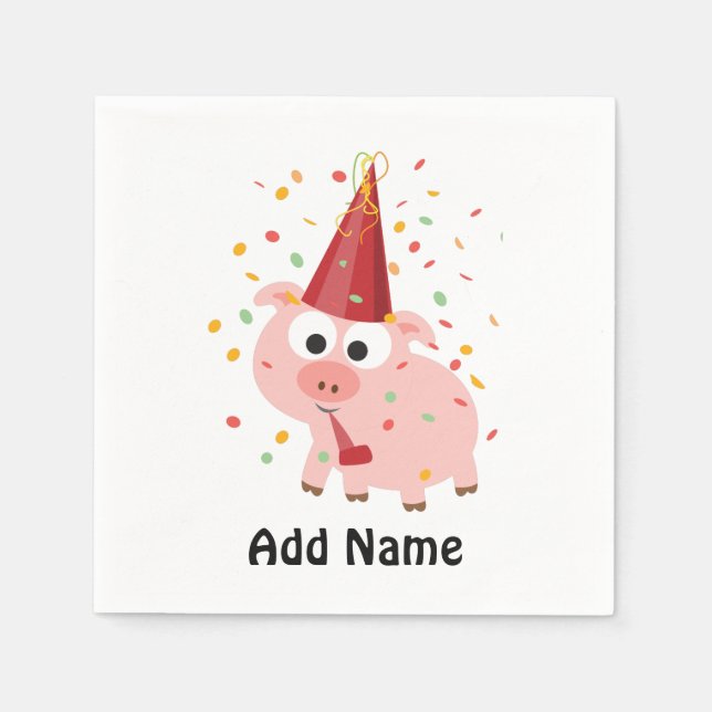 Servilleta De Papel Cerdo Fiesta Confetti (Anverso)