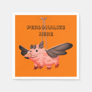 Servilleta De Papel Cerdo volador disfraz de cuervo otoño adorable oto