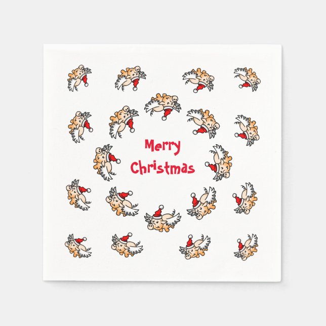Servilleta De Papel Cerdo Volador Navidad (Anverso)