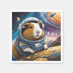 Servilleta De Papel ¡Cerdos de Guinea en el espacio! ¡321 Pastel! Tema