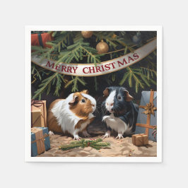 Servilleta De Papel Cerdos De Guinea Y Árbol De Navidad