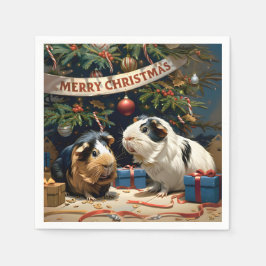 Servilleta De Papel Cerdos De Guinea Y Árbol De Navidad