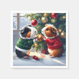 Servilleta De Papel Cerdos de Guinea y Navidades de árboles de Navidad