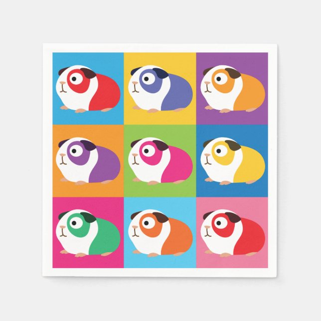 Servilleta De Papel Cerdos de Pop Art Guinea (Anverso)