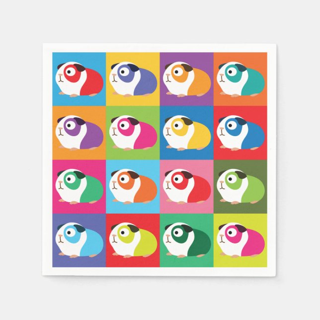 Servilleta De Papel Cerdos de Pop Art Guinea (Anverso)