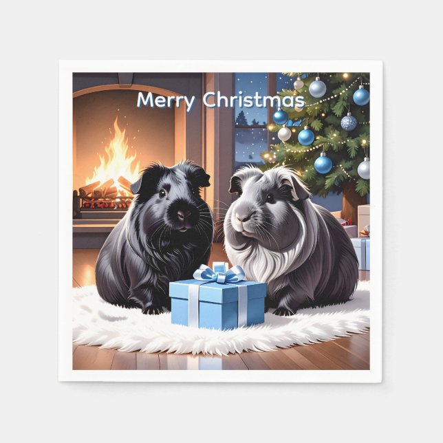 Servilleta De Papel Cerdos y Navidades de regalo de Guinea (Anverso)
