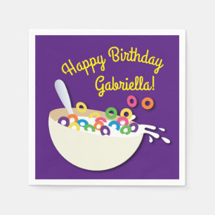 Servilleta De Papel Cereal Bowl Niños Sleepover Fiesta de Cumpleaños C
