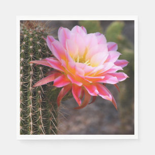 Servilleta De Papel Cereus en flor de cactus rosado