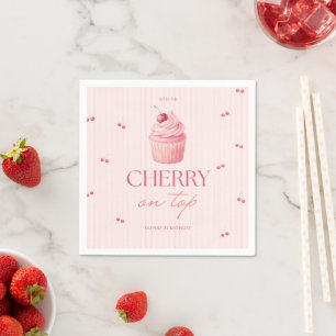 Servilleta De Papel Cereza en lo alto cumpleaños niña 1
