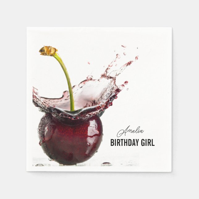 Servilleta De Papel Cereza oscura personalizada (Anverso)