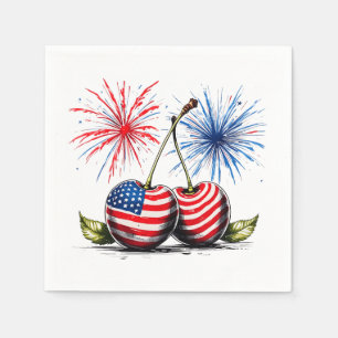 Servilleta De Papel Cerezas 4 de julio, Patriotic Tee