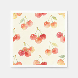 Servilleta De Papel Cerezas Acuarela Dulce Verano