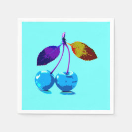 Servilleta De Papel Cerezas azules brillantes