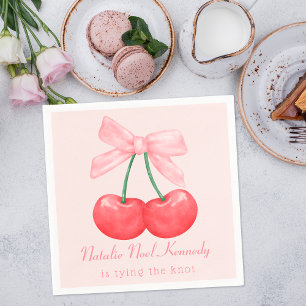 Servilleta De Papel Cerezas Lindo Laço Rosa Coquete Estético Femenino 