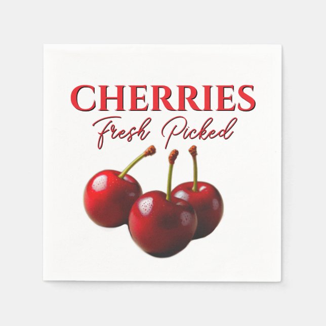 Servilleta De Papel Cerezas recién recogidas  (Anverso)
