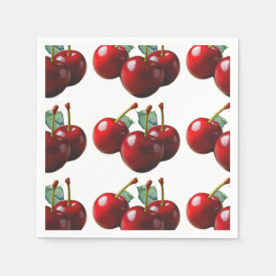 Servilleta De Papel Cerezas retro recién recogidas 