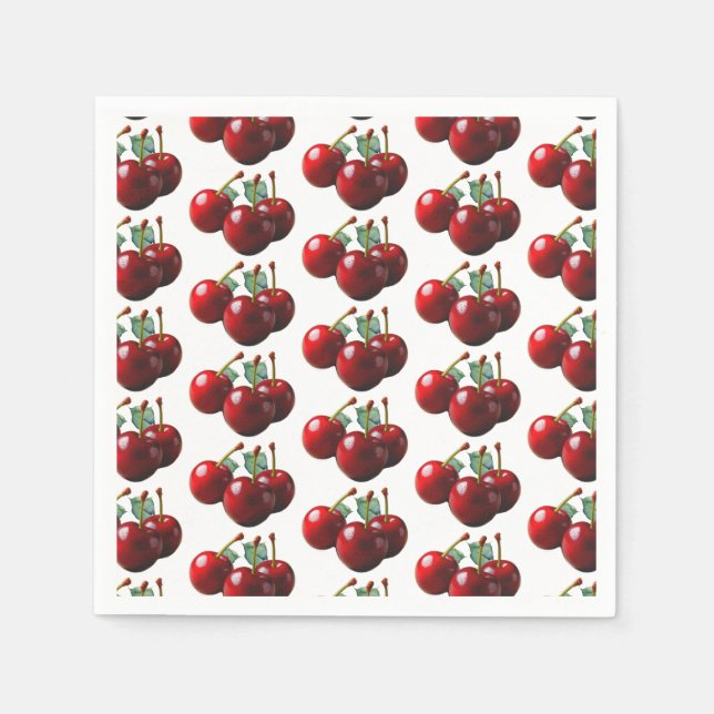 Servilleta De Papel Cerezas retro recién recogidas  (Anverso)