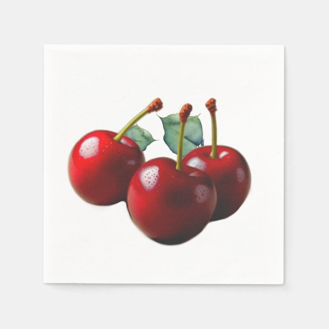 Servilleta De Papel Cerezas retro recién recogidas  (Anverso)
